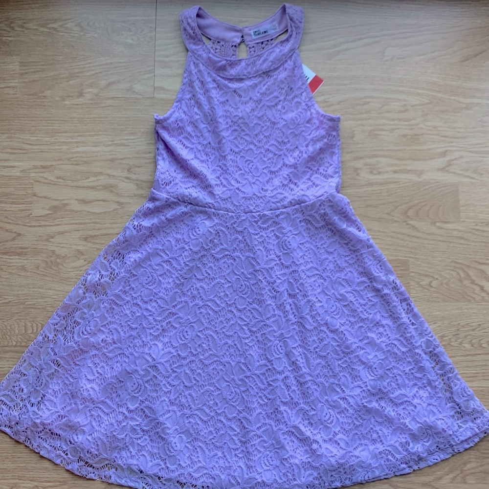 New! Epic Threads Girls Lace Sleeveless Halter Dress Size: M Color: lilac pastel
